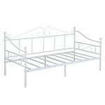 DORAFAIR Metal Day Bed Frame Guest Sofa Bed for Living Room Bed Room, Daybeds with Solid Metal Slat Mattress Platform Base, White