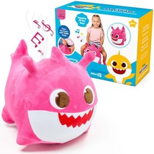 JITTERYGIT Baby Shark Bouncy Hopper - Musical Plush Toy for Kids and Toddlers - Mommy Shark (Pink)