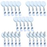Bestom 25 Pack Badge Reels Retractable Badge Holder with Clip, Id Clips for Badges, Id Badge Reel, Retractable Id Badge Clip with Clear Vinyl Strap & Alligator Swivel, No Twist Dispenser (White)