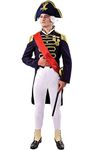 Orion Costumes Mens Admiral Commander Lord Nelson Navy Sailor Uniform Fancy Dress Costume, Blue, White, Gold,, XL