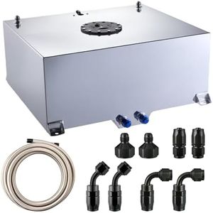 EVIL ENERGY 20 Gallon Fuel Cell Tank Aluminum with Level Sender 6AN 12FT CPE Fuel Line Kit Silver
