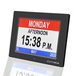 Exmate Digital Calendar Alarm Day Clock, 8" Day Clock Calendar Large Screen Display, with 13 Alarm Options Snooze Function for Elderly, Visual Impairment, Dementia, Memory Loss