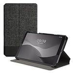 kwmobile Case Compatible with Lenovo Tab M8 (Gen 4) - Case PU Leather and Canvas Cover with Stand Feature - Anthracite/Black