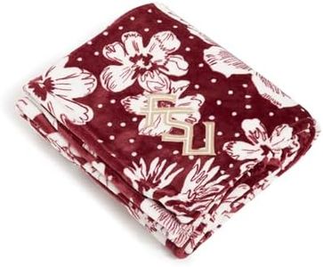 Vera Bradley Collegiate Plush XL Throw Blanket (Multiple Teams Available), Maroon/White Rain Garden with Florida State University
