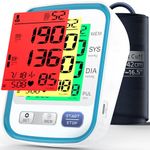 Alcarefam Blood Pressure Machine for Home Use, 3 Color Backlit Blood Pressure Monitor, Automatic BP Machine with 22-42cm Upper Arm Large Cuff, 2 x 99 Memory & Voice, Pulse/Heart Rate Meter