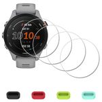 iDaPro [4 Pack] Screen Protector for Garmin Forerunner 255s /255s Music 41mm Smartwatch + Silicone Anti-dust Plugs Tempered Glass Anti-Scratch Bubble-Free