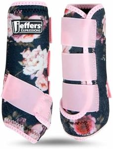 Jeffers Expression Protective Horse Boots, Rose Garden, Large - Safe Neoprene Leg Guards, Comfortable Fit, Durable Velcro Straps, Front & Hind Support, Accessories for Training, Travel & Riding