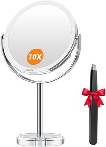 Auxmir Miroir Maquillage Grossissant 1X et 10X Double Face, Miroir de Table avec Support Rotation à 360°, Miroir Coméstique Pivote à Deux Côtés pour Chambre et Salle de Bain
