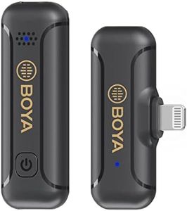 Boya BY-WM3T2-D1 Wireless Lavalier Microphone for iPhone iPad, 2.4GHz Plug Play Lapel Clip-on Mic with Noise Cancelling for Interview Video Podcast Vlog YouTube Recording