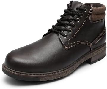 shoeslocker Men's Waterproof Slip-Resistant Ankle Boots - Classic Dress Loafer Style Casual Boots for Men, Dark Brown, Size 8