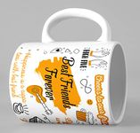 ECFAK Friends Forever Printed Ceramic White Coffee Mug | Gift for Friends | Birthday Gift for Friends | Friendship Coffee Mug