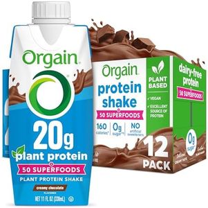 Orgain 20g Vegan Protein Shake + 50 Superfoods, Chocolate, 11 oz, 12pk | Organic ready to drink plant based protein, fruits & vegetables, no soy or dairy ingredients, gluten-free, kosher