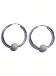 20MM Glitter Ball/Bead Sterling Silver Round Endless Hoop Earrings for Women/Teenage/Girls - 925 Sterling Silver