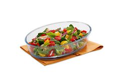 Signoraware Bake 'N' Serve Oval Bakeware Safe and Oven Safe Glass Dish Tray | Borosilicate Glass Bowl Container | Microwave Oven Safe Baking (1600ml, Set of 1, Clear)