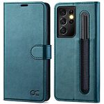 OCASE Compatible with Galaxy S21 Ultra 5G Wallet Case with S Pen Holder, PU Leather Flip Folio Case with Card Slots RFID Blocking Kickstand [ TPU Inner Shell] Phone Cover 6.8 Inch (2021)-Peacock Blue