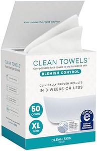 Clean Skin Club Blemish Control Clean Towels® XL, Compostable Face Towels, Light Exfoliation for Oily Skin, Eczema Association Accepted Disposable Face Towelette, Makeup Remover Dry Wipes, 50 count