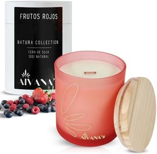 AIVANA'S Candele profumate. Candela di soia naturale aroma frutti rossi. Candele decorative. Candele profumate con stoppino in legno. Regali originali. Candele naturali in regalo.
