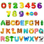 Magnetic Uppercase Letters and Numbers, Educational Learning Tool for Kids Word Recognition 39 Pieces Magnets Include 26 Colorful Alphabet Letters, 10 Numbers and 3 Symbols,Toddlers 3 4 5 Years Old