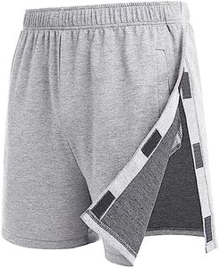 Deyeek Unisex Tear Away Shorts Side Snap On Shorts Mens Cotton Shorts Athletic Post Surgery Recovery Shorts with Pockets, Grey, X-Large