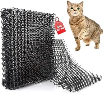 Homarden Cat Repellent Outdoor - Scat Mat (Set of 10) 16 X 13 Inch Square with 1 inch Plastic Spikes - Scratch Deterrent 13ft Coverage