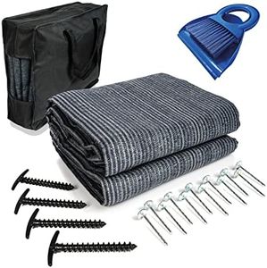 Mr Nomad stuoia campeggio 6,0 m x 2,5 m - tappeto da campeggio blu/grigio in polietilene, pavimento ideale per veranda con borsa per il trasporto, 4 picchetti a T e 12 chiodi in acciaio