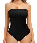 Gotoly Strapless Shapewear Bodysuit for Women Tummy Control Seamless Shaping Body Shaper Thong with Removable Straps (Black, XL)