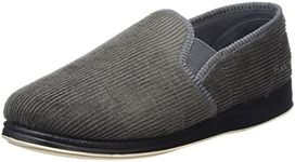 Padders Albert Men's Wide Fit Slip-On Memory Foam Slippers - Soft Textile Upper and Close Back Design with Wide G Fitting for Extra Room and Ultimate Comfort