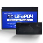 ECO-WORTHY 8AH 12V Lithium LiFePO4 Battery with 4A LiFePO4 Battery Charger,Built-in BMS, for Fish finder,Ride on Car,Emergency Ham Radio,Burglar Alarm System,Kid Scooter,Solar Panel