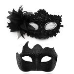 Masquerade Mask for Women Men Couple Venetian Mask Shinny Eye Masks for Halloween Costume Mardi Gras Party Ball (Black)