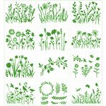 12Pcs Wildflower Painting Stencils,Flower Drawing Stencil Templates Set,Reusable Plants Butterfly Stencils for Painting on Wood Wall Canvas Scrapbook Journal (4.8x5.9 Inch)