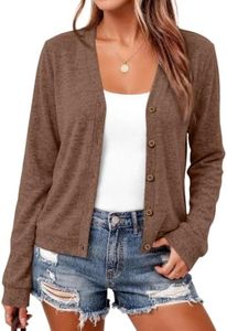 LILLUSORY Lightweight Fall Cardigan Sweaters for Women Chocolate Brown L