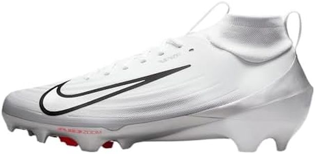 Nike Vapor Pro 1 Football Cleats (FB3298-100, White/Black/Summit White/Metallic Silver) Size 10.5