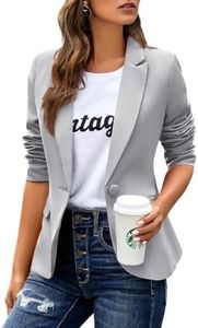 Womens Casual Blazers Long Sleeve Lapel Button Slim Work Office Blazer Jacket Solid Color Dark Gary XX-Large