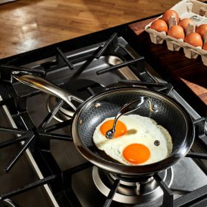 HexClad Hybrid Nonstick Frying Pan 20cm – Glass Lid, Induction Safe