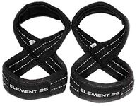 Element 26 Padded Figure 8 Wrist Straps - Weightlifting Straps - Figure 8 Straps - Wrist Straps for Crossfit, Weight Lifting, Deadlifts, Farmer Walks (Medium, Black)