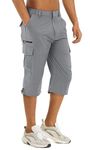 TACVASEN Men's Hiking Shorts Quick Dry 3/4 Capri Pants Multi Pockets Cargo Shorts Light Grey, 36