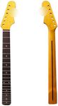 Maple guitar neck replacement for ST style 21 fret 25.5inch Rosewood Fretboard Dot Inlay Yellow Paint