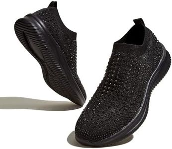 LUCKY STEP Sneakers alla Moda Scarpe da Corsa da Donna Traspiranti e Scintillanti Glitter (Nero, 9US-40EU-7UK)