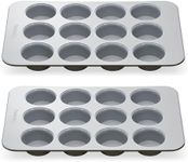 Caraway Non-Stick Ceramic 12-Cup Muffin Pan Duo - Naturally Slick Ceramic Coating - Non-Toxic, PTFE & PFOA Free - Perfect for Cupcakes, Muffins, and More - Black