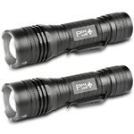 PeakPlus LED Tactical Flashlight PTAC1000 [2 Pack] Single Mode, High Lumen, Zoomable, Water Resistant, Flash Light - Camping, Outdoor, Emergency, Everyday Flashlights with Clip