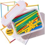 400 Pcs Straw Building & Construction Toy Set - Build Forts, Encourage Stem, 4+ Year Old Kids - Promotes Engineering Spatial-Awareness Coordination and Motor Skillls