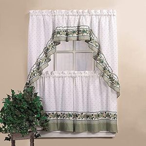 CHF & You Cottage Ivy Country Curtain Tier and Swag Set, Multi, 56-Inch X 36-Inch