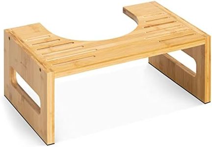 Navaris Toilet Stool for Adults - Squatting Adult Step Footstool for Use on Bathroom Toilet - Bamboo Step for Toilet Squat Position