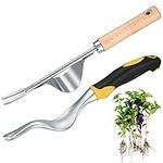 TOOINKCV 2 Pcs Hand Weed Puller Tool, Manual Weeder Tool, Hand Weeder Dandelion Remover Tool, Y-shaped Stainless Steel Dandelion Weeder Fork Root Weeding Tools for Garden Patio Lawn