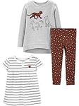 Simple Joys by Carter's Girls' 3-Piece Playwear Set, Cheetah/Stripes, 18 Months