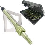 LeeMui Hunting Broadheads 12PK 100 Grains Screw-in Arrow Archery 3 Blades Hunting Heads Arrow Tips Compatible with Crossbow and Compound Bow + 1 PK Broadhead Storage Case (Grass Green)