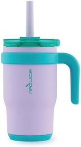 REDUCE 14 oz Coldee Tumbler with Handle for Kids Leakproof Insulated Stainless Steel Mug with Lid & Spill-Proof Straw, Keeps Drinks Cold up to 18 Hrs, Purple Mermaid