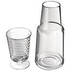 American Atelier Bedside Water Carafe with Tumbler | Pitcher and Footed Drinking Glass | Use Cup as Lid for Carafe | for Guest Room, Nightstand, Office, or Gift (Gray)