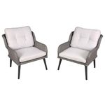 Dellonda Buxton Rattan Wicker Outdoor Lounge Chairs with Cushion, Grey - DG79