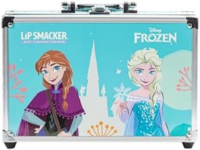 Lip Smacker Frozen Traincase, Frozen Makeup Case for Kids, 40+ Pieces Makeup for Face, Lips, and Nails with Beauty Accessories for Hair and Makeup Included
